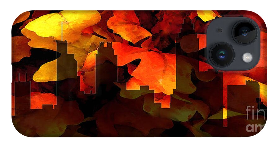 Masartstudio iPhone 14 Case featuring the painting Decorative Skyline Abstract Atlanta T1115I by Mas Art Studio