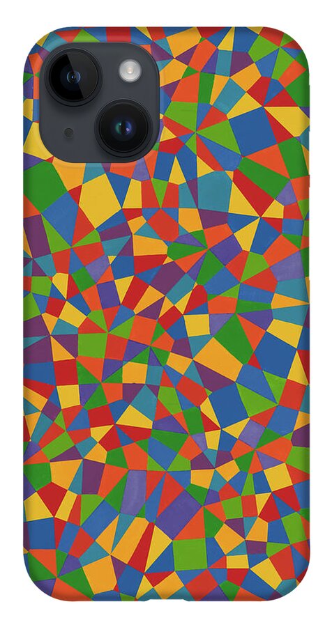 Abstract iPhone 14 Case featuring the painting Delaunay Triptych Panel 2 by Janet Hansen