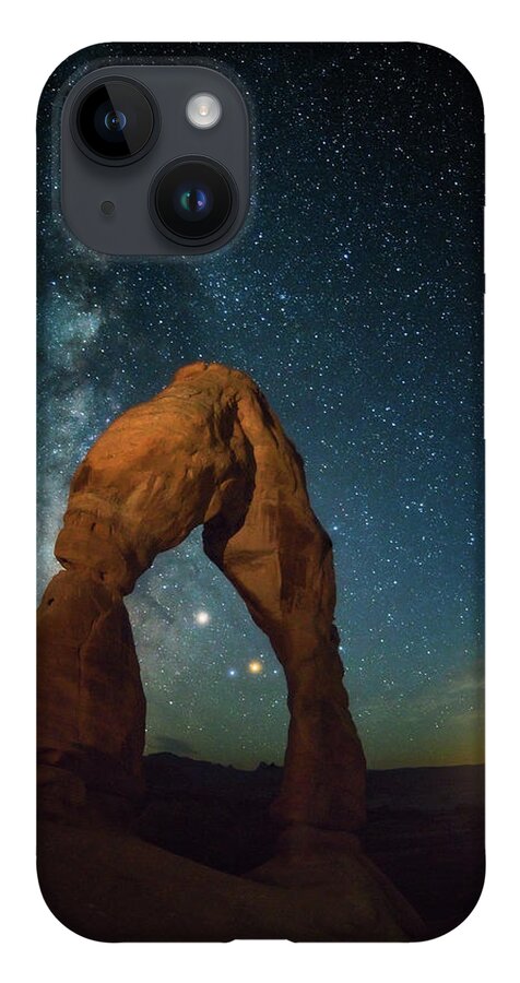 Delicate Arch iPhone 14 Case featuring the photograph Delicate Arch Moonset by Darren White