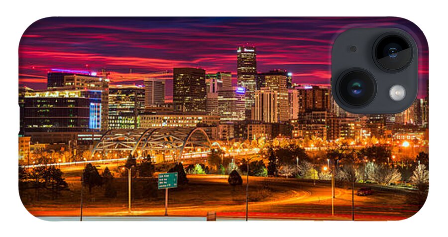Denver iPhone 14 Case featuring the photograph Denver Skyline Sunrise by Darren White