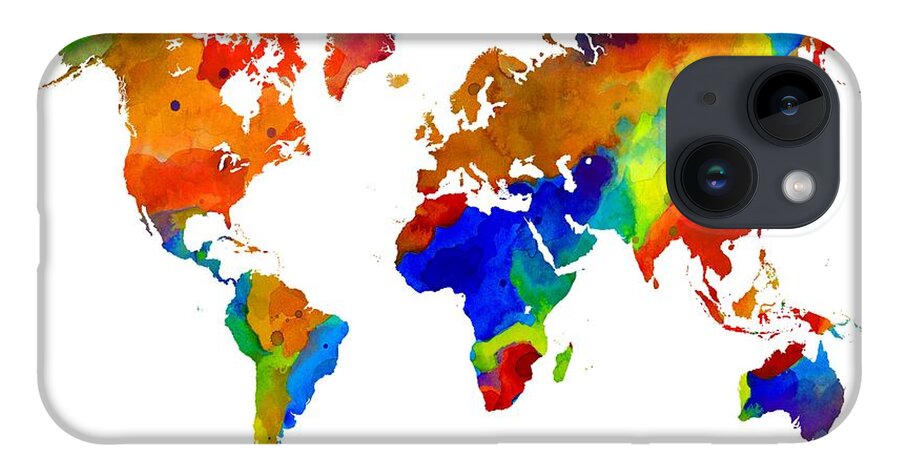 Map iPhone Case featuring the painting Design 33 Colorful Worldmap by Lucie Dumas