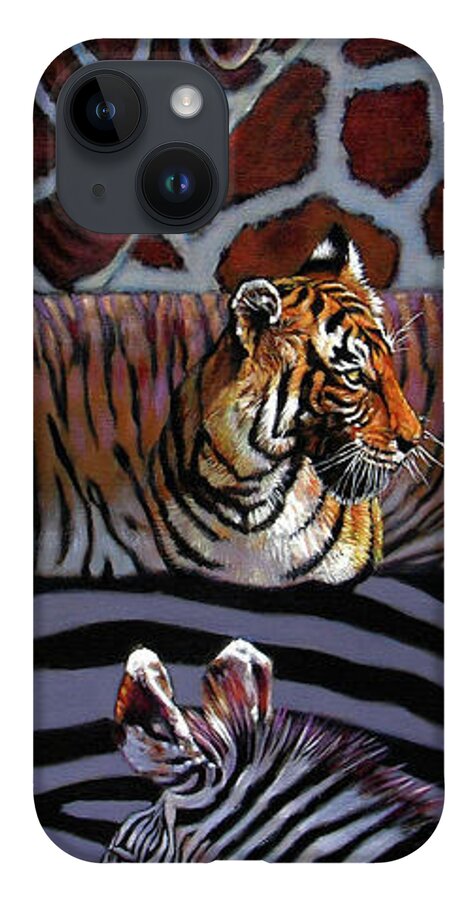 Animals iPhone 14 Case featuring the painting Designs for Defense and Offense by John Lautermilch