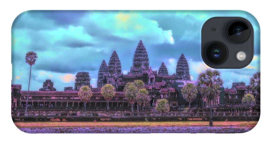 Angkor Wat iPhone 14 Case featuring the photograph Digital Art Cambodia Angkor Wat by Chuck Kuhn