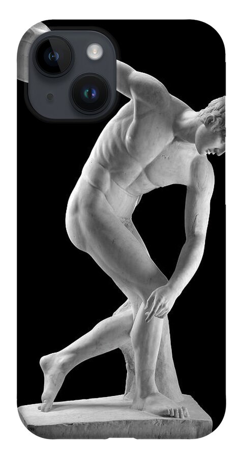 Discobolus iPhone Case featuring the photograph Discobolus of Myron Discus Thrower Statue by Kathy Anselmo