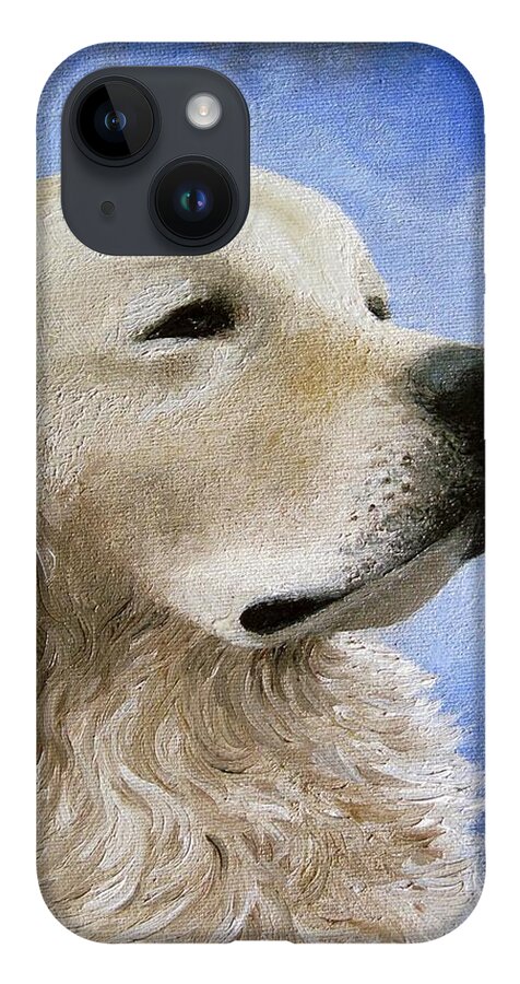 Dog iPhone 14 Case featuring the painting Dog 98 by Lucie Dumas