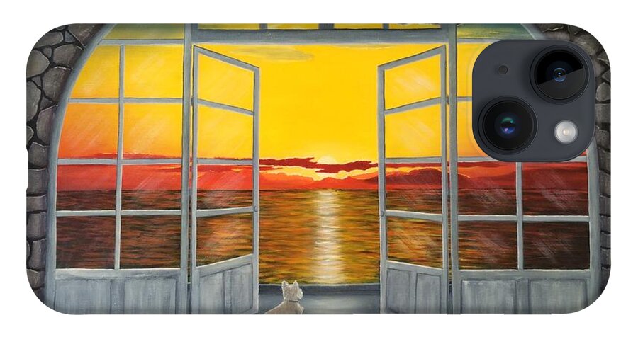 Seascape iPhone Case featuring the painting Dog With A View by Marlene Little