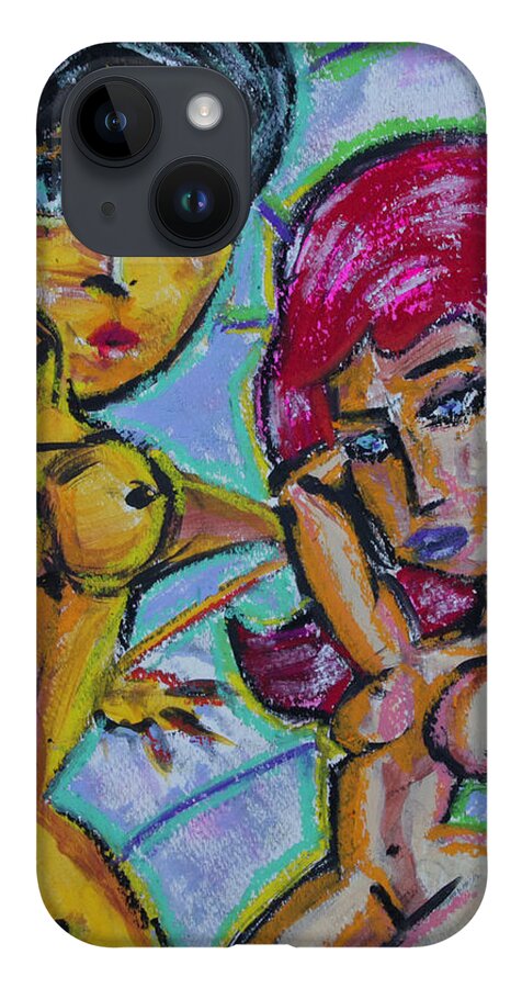 Julius Has Always Been Drawn To iPhone 14 Case featuring the painting Double Up by Julius Hannah