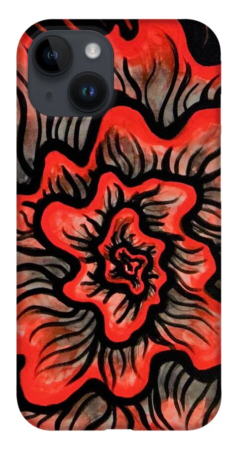 Acrylic On Canvas iPhone 14 Case featuring the painting Dynamic Thought Flower #5 by Bryon Stewart