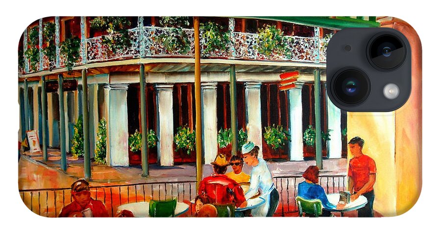 New Orleans iPhone 14 Case featuring the painting Early Morning at the Cafe Du Monde by Diane Millsap