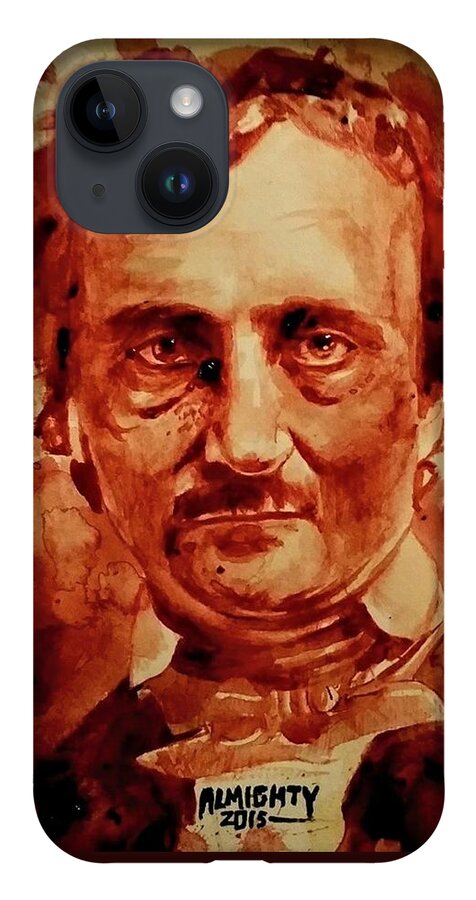  iPhone 14 Case featuring the painting EDGAR ALLAN POE portrait by Ryan Almighty