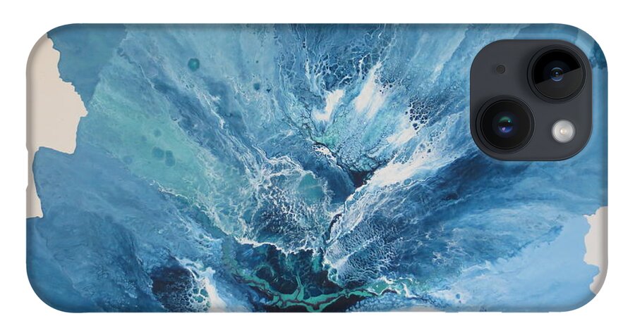Abstract iPhone 14 Case featuring the painting Effusion by Soraya Silvestri