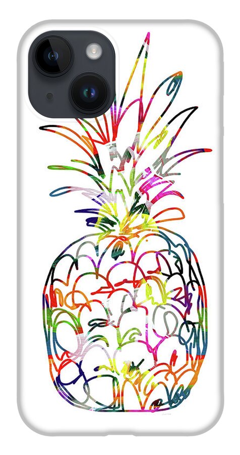 Pineapple iPhone 14 Case featuring the digital art Electric Pineapple - Art by Linda Woods by Linda Woods
