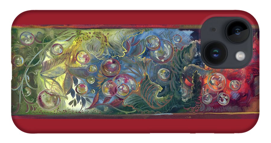 Elemental Bubbles iPhone 14 Case featuring the painting Elemental Bubbles by Sheri Jo Posselt