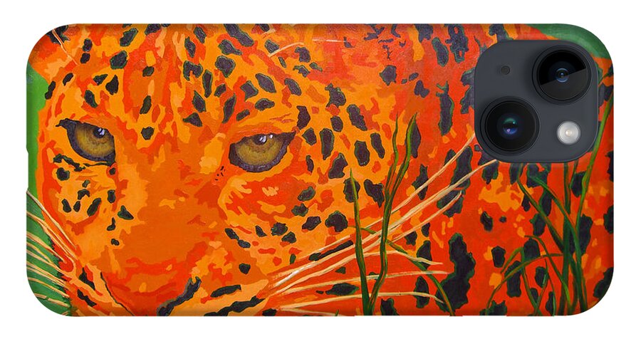 Leopard iPhone 14 Case featuring the painting Elusive Threat by Cheryl Bowman