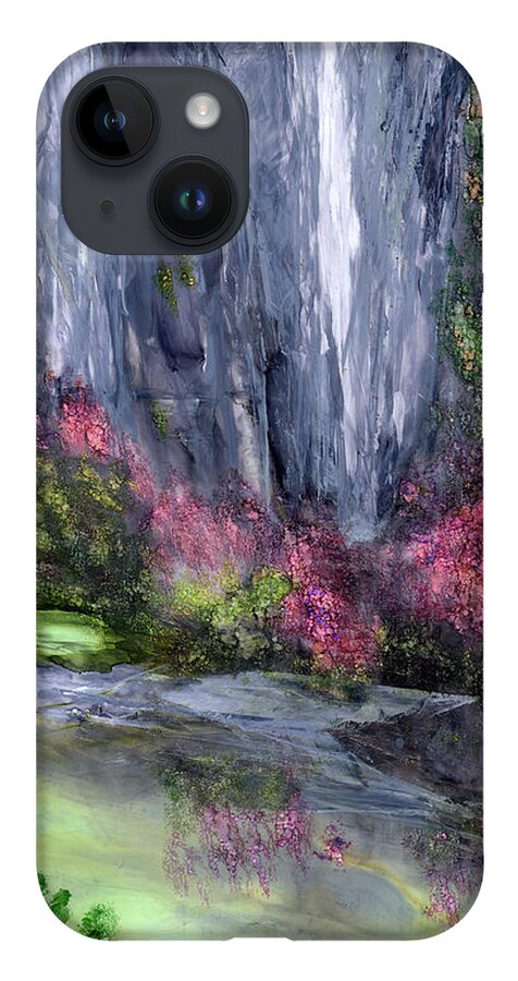 Abstract Landscape iPhone 14 Case featuring the painting Emerald Grotto by Charlene Fuhrman-Schulz