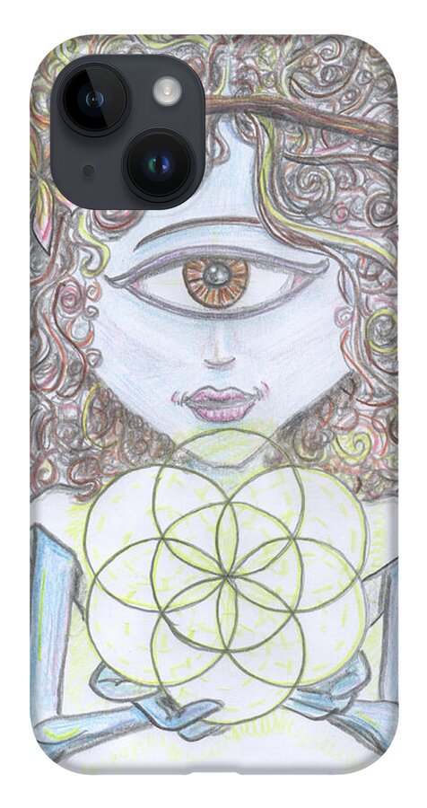 Enlightened Alien. Share iPhone 14 Case featuring the drawing Enlightened Alien by Similar Alien