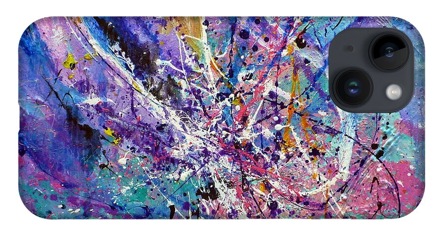 Abstract Painting iPhone 14 Case featuring the painting Every Single Second by Tracy Bonin