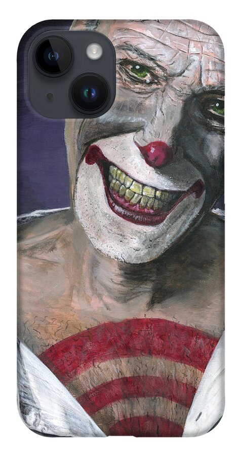 Clown iPhone 14 Case featuring the painting Exposed by Matthew Mezo