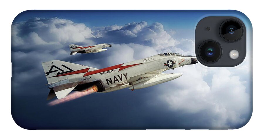 F-4 iPhone 14 Case featuring the digital art F-4 Phantom VF-74 by Airpower Art