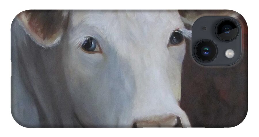 Cow iPhone 14 Case featuring the painting Fair Lady Cow Painting by Cheri Wollenberg