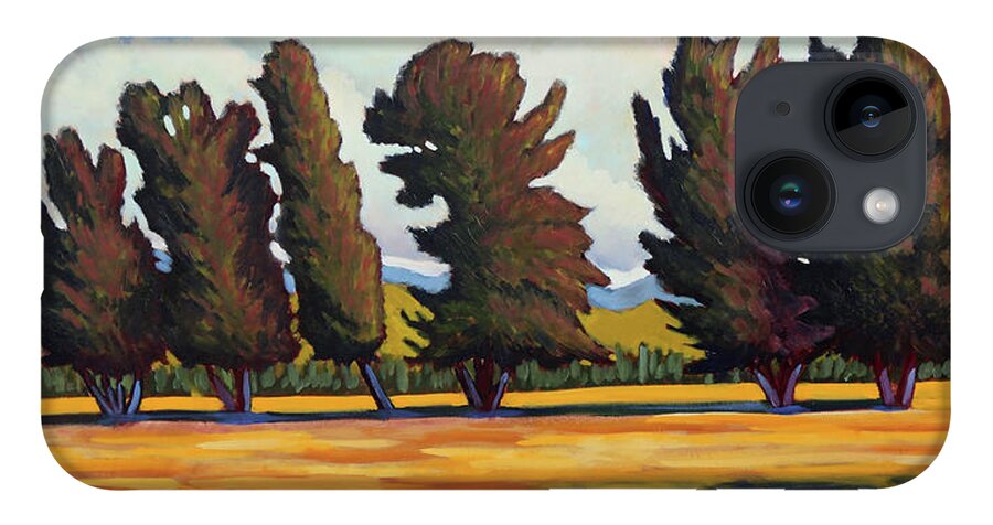 Fairfield Idaho iPhone Case featuring the painting Fairfield Tree Row by Kevin Hughes
