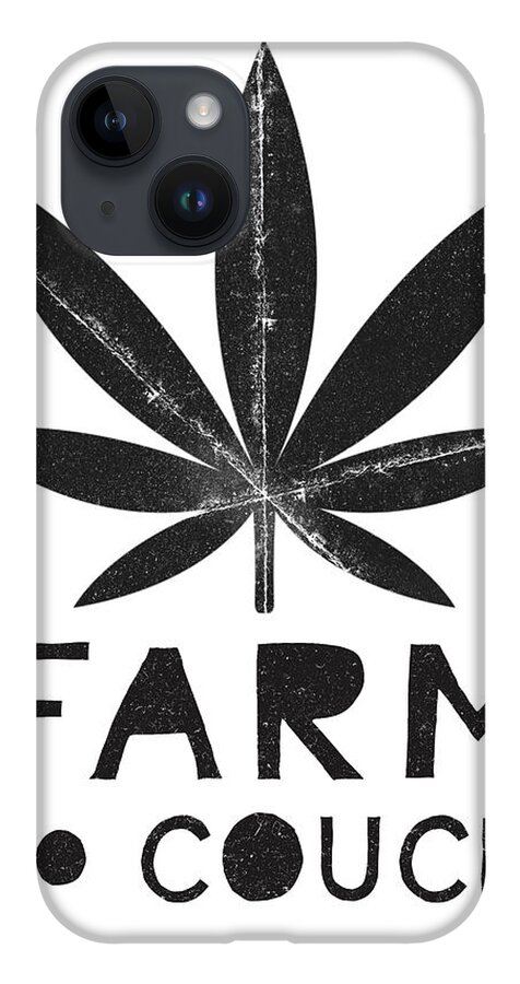 Cannabis iPhone 14 Case featuring the mixed media Farm To Couch Black And White- Cannabis Art by Linda Woods by Linda Woods