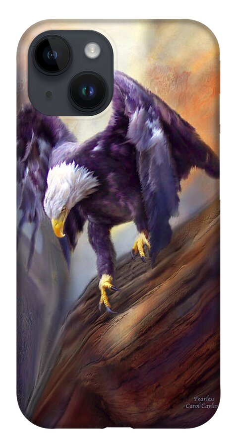 Eagle iPhone 14 Case featuring the mixed media Fearless by Carol Cavalaris