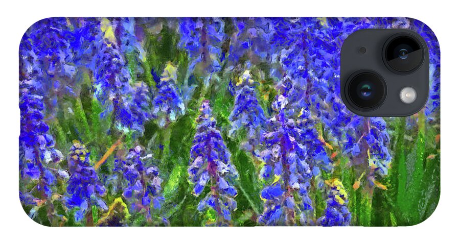 Blue Delphinium iPhone 14 Case featuring the digital art Field of Blue by Digital Photographic Arts