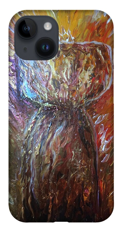 Fiery iPhone 14 Case featuring the painting Fiery Earth Latte Stone by Michelle Pier