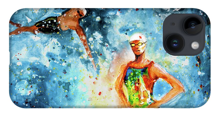 Sports iPhone Case featuring the painting Fighting Back by Miki De Goodaboom