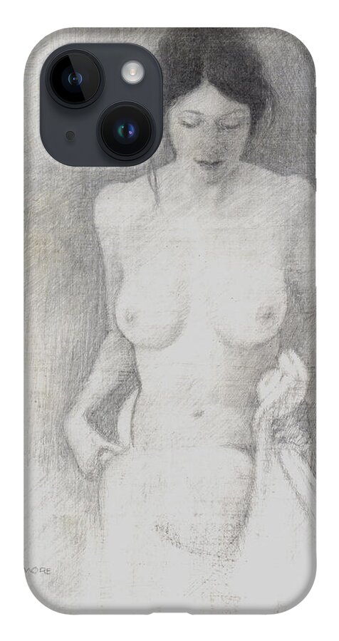 Breasts iPhone 14 Case featuring the drawing Figure Study 6 by David Ladmore