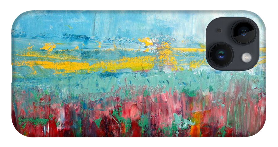 Abstract iPhone 14 Case featuring the painting Fire weed by Julie Lueders 