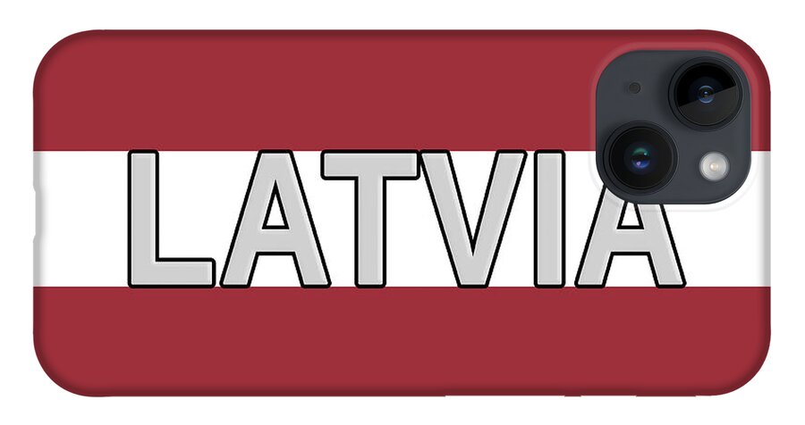 Europe iPhone 14 Case featuring the digital art Flag of Latvia Word by Roy Pedersen