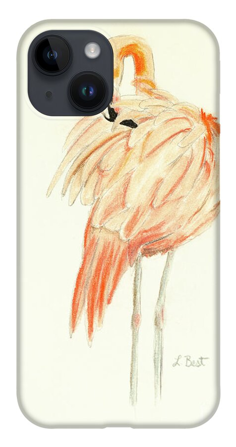 Flamingo iPhone 14 Case featuring the painting Flamingo by Laurel Best