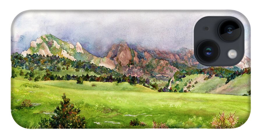 Flatirons Painting iPhone Case featuring the painting Flatirons Vista by Anne Gifford