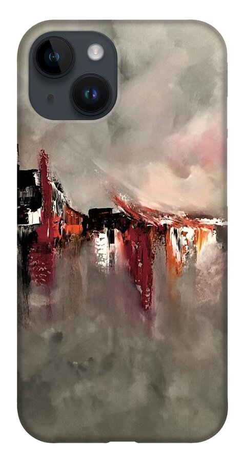 Abstract iPhone 14 Case featuring the painting Fleeting by Soraya Silvestri