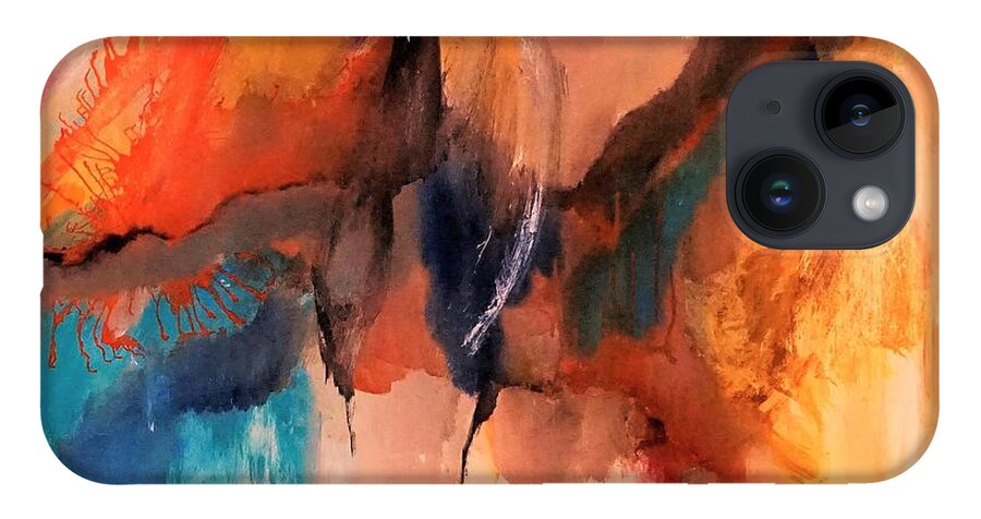 Flick iPhone 14 Case featuring the digital art Flick Fling Slather Smear Blend Abstract Acrylic Painting By Lisa Kaiser by Lisa Kaiser