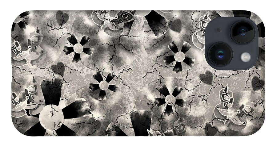 Black iPhone 14 Case featuring the digital art Flower Clown Pattern in Black by April Burton