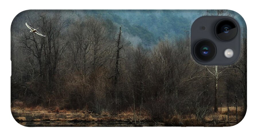 Trumpeter Swans iPhone 14 Case featuring the photograph Flying Trumpeters in Boxley Valley by Michael Dougherty