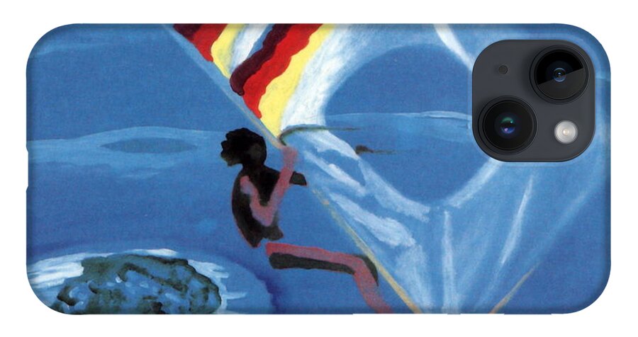 Windsurfer iPhone Case featuring the painting Flying Windsurfer by Enrico Garff