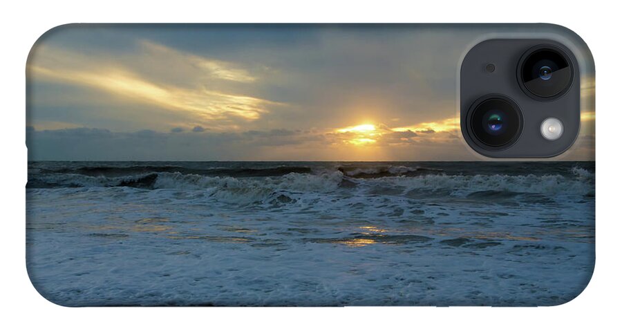 Sunset iPhone 14 Case featuring the photograph Foamy Seascape at Sunset on Barefoot Beach by Artful Imagery