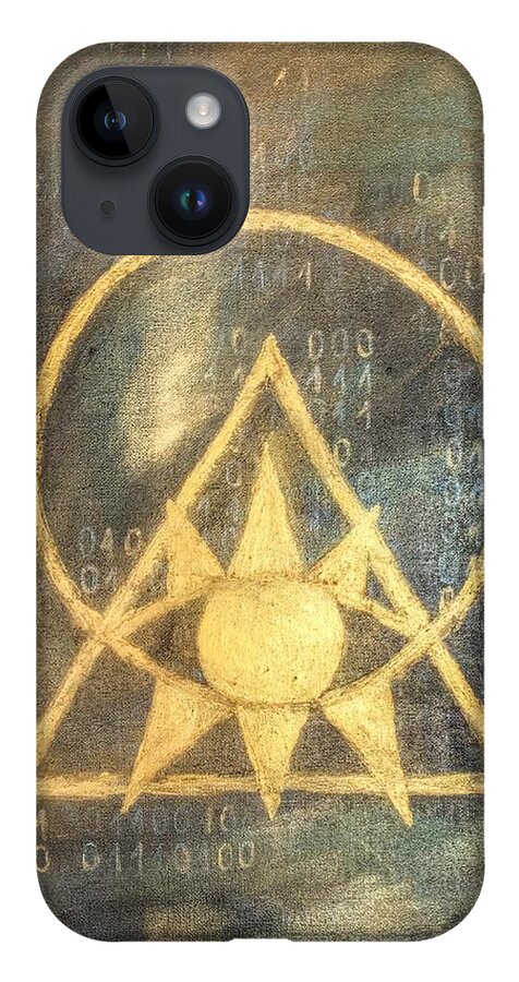 Follow The Light iPhone 14 Case featuring the painting Follow The Light - Illuminati and Binary by Marianna Mills