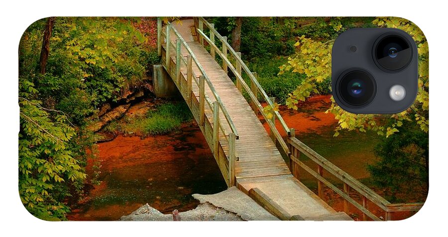 Autumn iPhone 14 Case featuring the photograph Footbridge into Autumn by Stacie Siemsen