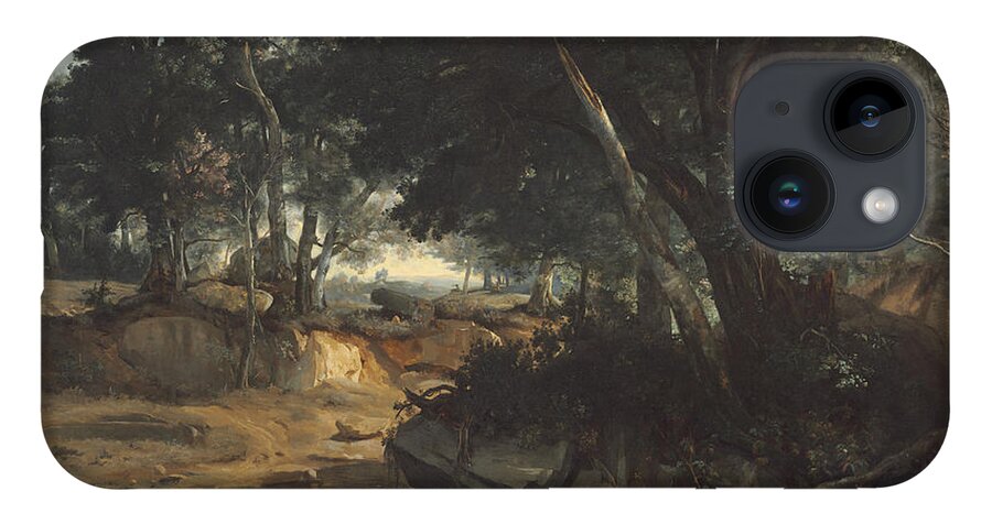 Jean-baptiste-camille Corot iPhone Case featuring the painting Forest Of Fontainebleau by Jean-baptiste-camille Corot