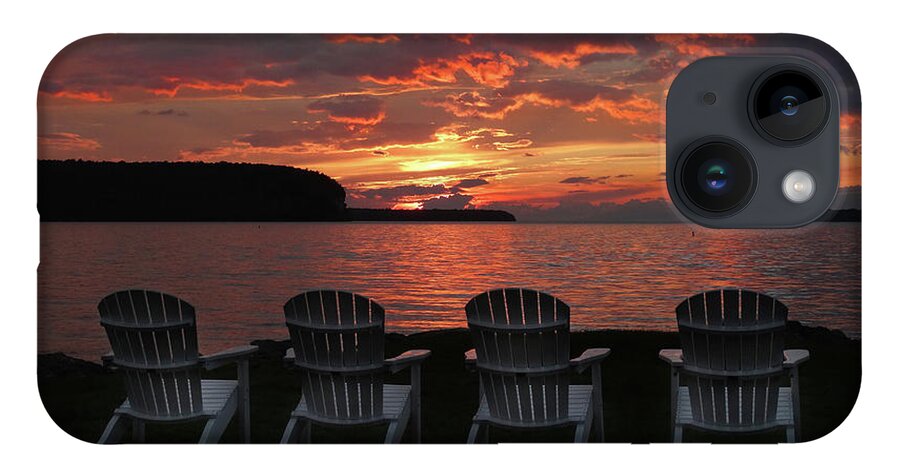 Four iPhone 14 Case featuring the photograph Four Chair Sunset by David T Wilkinson