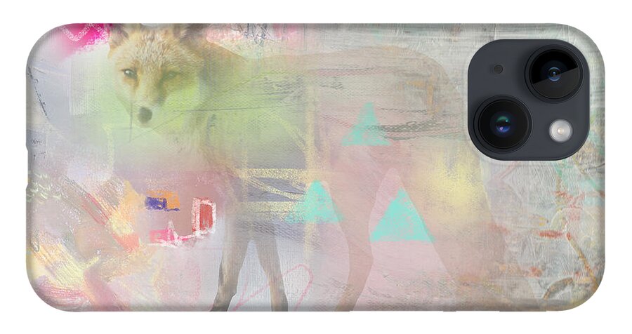 Fox iPhone Case featuring the mixed media Fox in the fog by Claudia Schoen