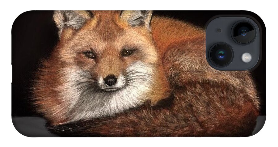 Red Fox iPhone Case featuring the pastel Foxy by Marlene Little