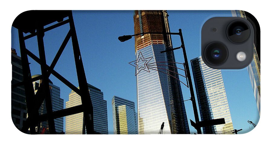 Freedom Tower iPhone 14 Case featuring the photograph Freedom Tower Under Construction in NYC by Linda Stern