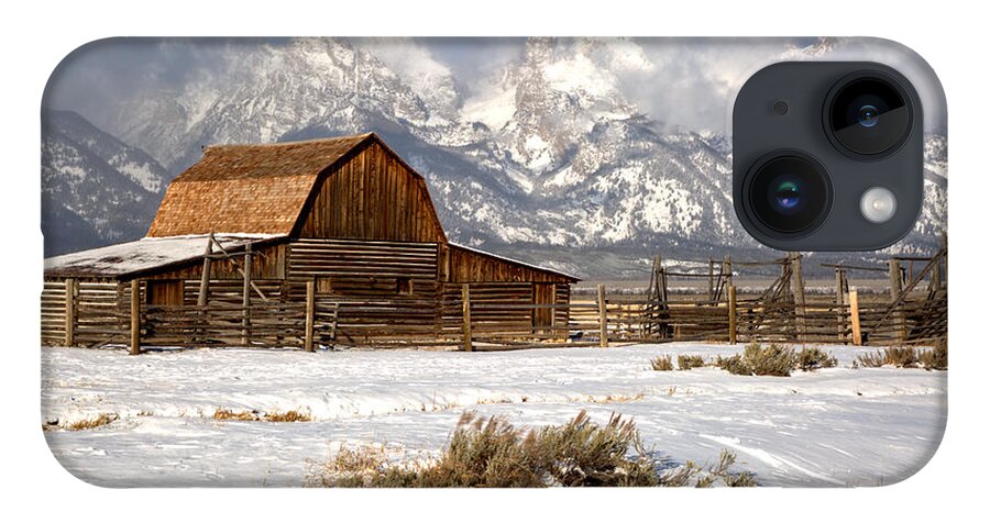 Teton Barn iPhone Case featuring the photograph Frigid Morning At The Moulton Barn by Adam Jewell