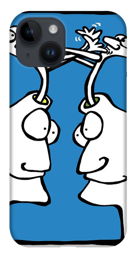Face Up iPhone 14 Case featuring the drawing Getting To Know You by Dar Freeland